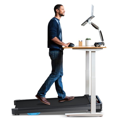 Under Desk Walking Pad Treadmill: [Voice Controlled] Smart Incline Treadmill Works with ZWIFT KINOMAP WELLFIT APP for Home Office - 265Lbs Capacity Quiet Treadmills with LED Screen Remote Control