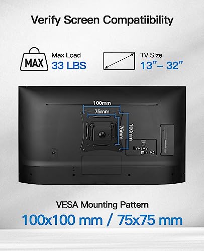 Pipishell Full Motion TV Wall Mount Brackets Swivel Tilts Articulating Extension for 13-32 Inches LED LCD Flat Curved Screen TVs Monitors, Single Stud for Corner Max VESA 100x100mm