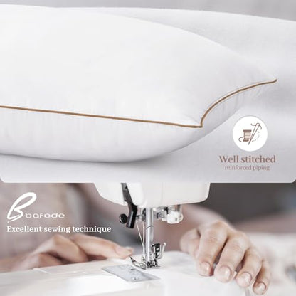 Bafode Bed Pillows Feather and Polyesterfor Sleeping 2 Pack Standrad Size Set of 2 for Sleeping White Pillow Insert Soft Hotel Pillows 20x26