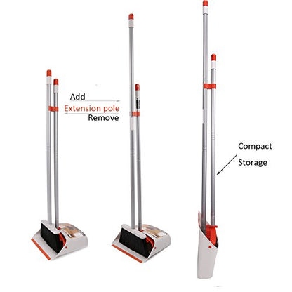 Broom and Dustpan for Home/Broom with Dustpan Combo Set/Dust Pan with Long Handle for Kitchen Room Office Lobby Floor Use Upright Standing Dustpan Indoor Broom Set