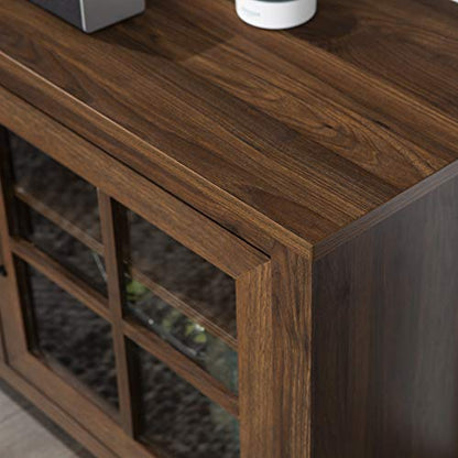Walker Edison Portsmouth Classic 2 Glass Door TV Stand for TVs up to 80 Inches, 70 Inch, Dark Walnut