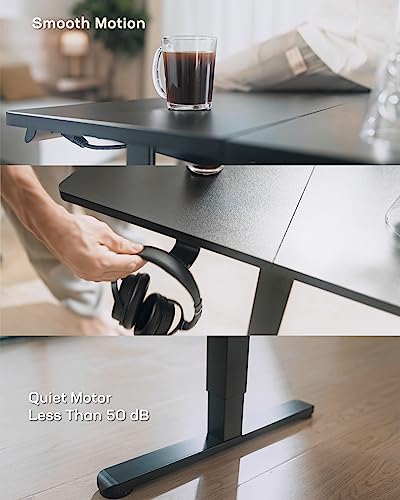 Marsail Electric Standing Desk, 48 * 24 Inch Height Adjustable Sit Stand up Desk with 3 Memory Preset, Headphone Hook Computer Desk Workstation for Home Office, Treadmill Pad