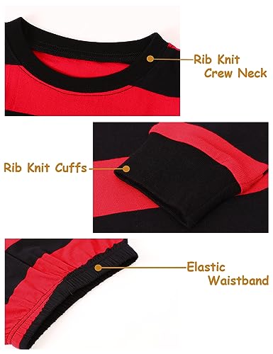 A&J DESIGN Red and Black Striped Pajamas Set for Toddler Boys Girls Pjs for Kids 6 Years