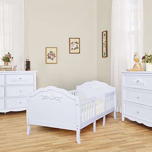 SweetPea Baby Rose 3-in-1 Convertible Toddler Bed in Lavender, Greenguard Gold Certified, JPMA Certified, Safety Rails, Made of Sustainable New Zealand Pinewood