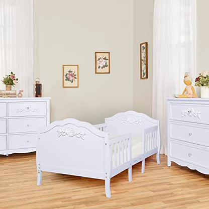 SweetPea Baby Rose 3-in-1 Convertible Toddler Bed in Lavender, Greenguard Gold Certified, JPMA Certified, Safety Rails, Made of Sustainable New Zealand Pinewood