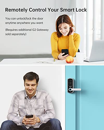 Smart Door Lock, Hornbill Keyless Entry Door Lock, Keypad Door Lock with Reversible Handle, Fingerprint Electronic Digital Front Door Lock, Free App, Keys, IC Cards and Passcodes for Home Office