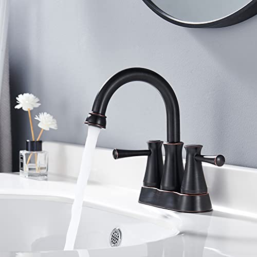 Lexdale Bathroom Faucet 2 Handles Centerset Bathroom Sink Faucet Oil Rubbed Bronze Brass Vanity Lavatory Faucet with Pop up Drain and Supply Lines