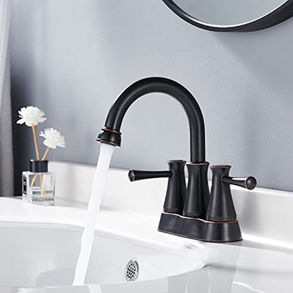 Lexdale Bathroom Faucet 2 Handles Centerset Bathroom Sink Faucet Oil Rubbed Bronze Brass Vanity Lavatory Faucet with Pop up Drain and Supply Lines