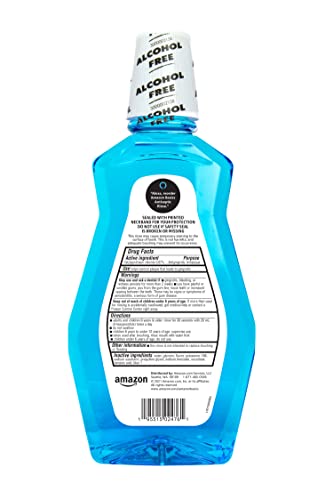 Amazon Basics Multi Action Antiseptic Rinse, Alcohol Free, Fresh Mint, 1 Liter, 33.8 Fluid Ounces, 4-Pack (Previously Solimo)