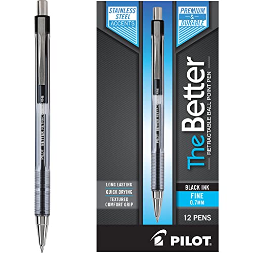 PILOT Pen 30000 The Better Ball Point Pen Refillable & Retractable Ballpoint Pens, Fine Point, Black Ink, 12-Pack