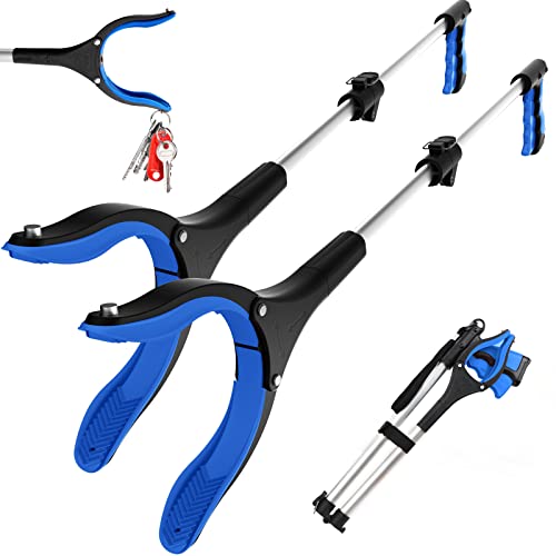ALFELE Grabber Tool 2 Pack, Long 32" Reacher Grabber Pickup Tool with 4" Wide Claw Opening, Strong Grip Magnetic Tip Lightweight Trash Picker Claw Grabber Reacher Tool Elderly Reaching