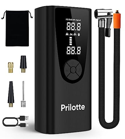 Tire Inflator Portable Air Compressor-Upgrade 20000mAh Electric Air Pump for Car Tires-150 PSI Tire Pump-Cordless Tire Inflation with Pressure Gauge Emergency Light for Car, Motor, Bike, Ball, Black