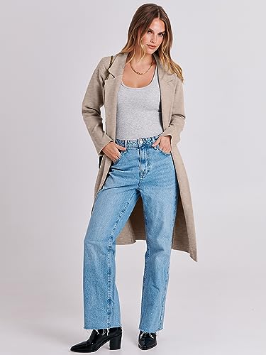 ANRABESS Long Sweater Cardigan Women Knit Open Front Coat Fall and Winter Casual Soft Coatigan Jacket 2023 Trendy Duster Outwear Clothes 1065hongkaqi-M Light Khaki