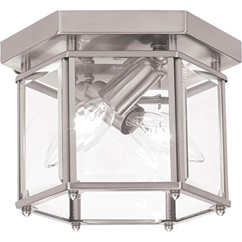 Sea Gull Lighting 7647-962 Bretton Two-Light Ceiling Flush Mount Fixture, Brushed Nickel Finish