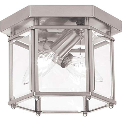 Sea Gull Lighting 7647-962 Bretton Two-Light Ceiling Flush Mount Fixture, Brushed Nickel Finish