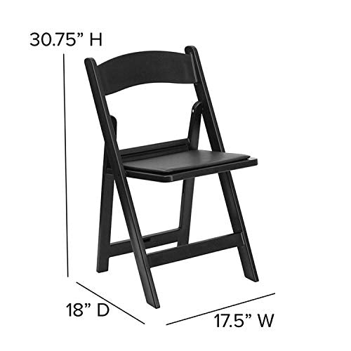 Flash Furniture Hercules Series Folding Chair - Black Resin - 4 Pack 1000LB Weight Capacity Comfortable Event Chair - Light Weight Folding Chair