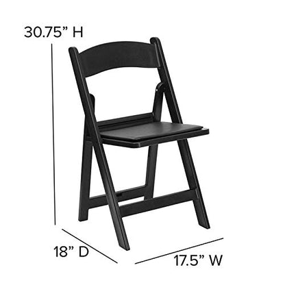 Flash Furniture Hercules Series Folding Chair - Black Resin - 4 Pack 1000LB Weight Capacity Comfortable Event Chair - Light Weight Folding Chair