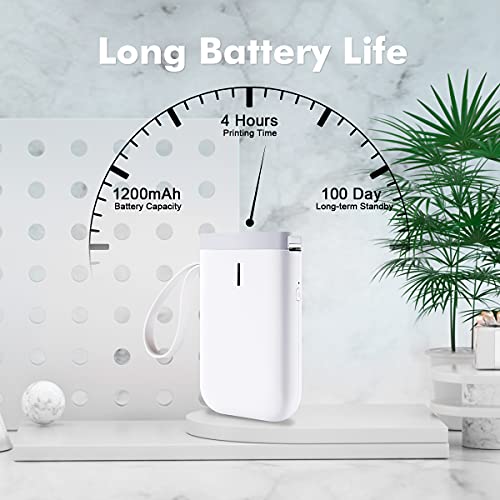 YuLinca Label Maker D11 with Tape, Wireless Bluetooth Portable Sticker Labels Printer 10-15mm Label Width Compatible with iOS & Android for Home & Office (Grey-White)