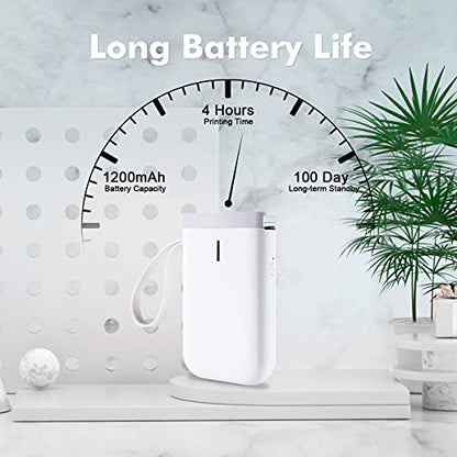 YuLinca Label Maker D11 with Tape, Wireless Bluetooth Portable Sticker Labels Printer 10-15mm Label Width Compatible with iOS & Android for Home & Office (Grey-White)