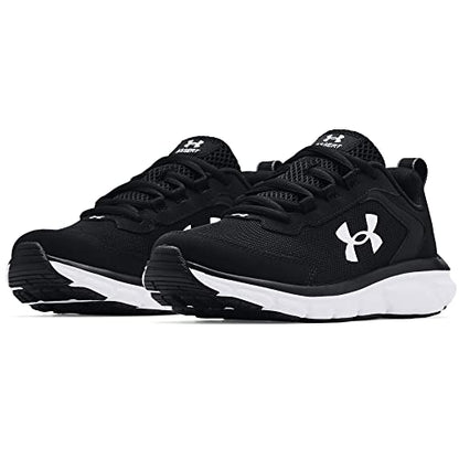 Under Armour boys Grade-school Assert 9 Running Shoe, Black/White, 5 Wide Big Kid US