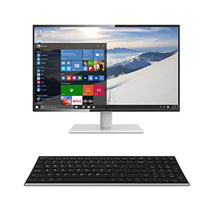 Arteck HW193 USB Wireless Keyboard Stainless Steel Ultra Slim Full Size Keyboard with Numeric Keypad for Computer/Desktop/PC/Laptop/Surface/Smart TV and Windows 11/10/8 Built in Rechargeable Battery