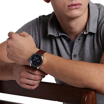 AX ARMANI EXCHANGE Men's Leather Watch, Color: Blue/Brown (Model: AX2501)