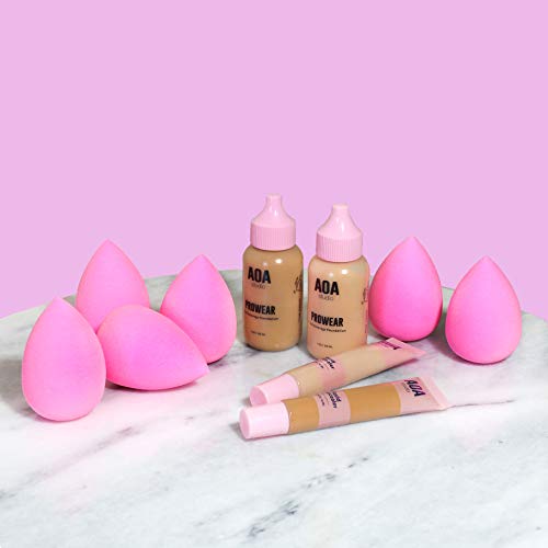 AOA Studio Collection Makeup Sponge Set Makeup Blender Latex Free and High-definition Set of 6 Makeup Blender For Powder Cream and Liquid, Super Soft Wonder Blender Beauty Cosmetic