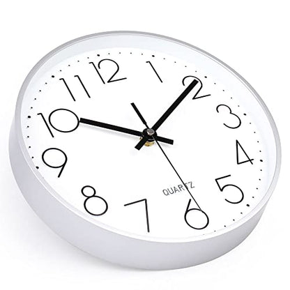 jomparis 10 Inch Silver Wall Clock Battery Operated Silent & Non-Ticking Wall Clock for Home Office Bathroom