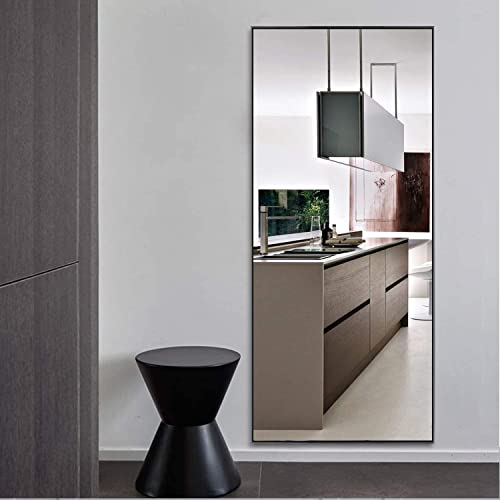 MIRUO 59"x16" Full Length Mirror Wall Mirror Full Length Body Mirror Floor & Full Length Mirrors for Wall Bathroom Mirror Body Mirror Black Mirror Large Mirror Big Mirror (A-MR01054-M-USAM021)