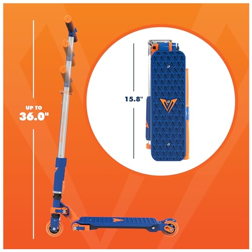 Valor Kick Scooter Toy, Ultra Compact & Lightweight Foldable Scooter Kids with ABEC7 Wheel Bearing, Outdoor Toys for Kids Ages 8-12 and Up, Blue & Orange