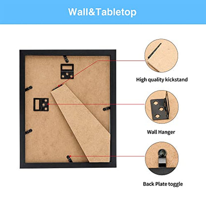 Framenow 8x10 Picture Frame Set of 12, Display 5x7 with Mat or 8x10 Without Mat, Horizontal or Vertical Display,To Wall and Tabletop Mounting Photo Frames,Black.