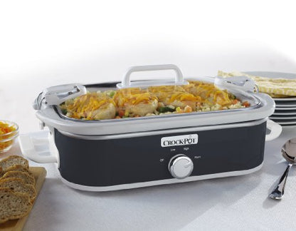Crock-Pot Small 3.5 Quart Casserole Manual Slow Cooker and Food Warmer, Charcoal