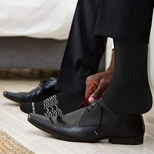 Marino Men's Performance Crew Socks - Mens Athletic Black & White Socks - Moisture Control Multi-Pack - Black - 12 Pack - (10-13)
