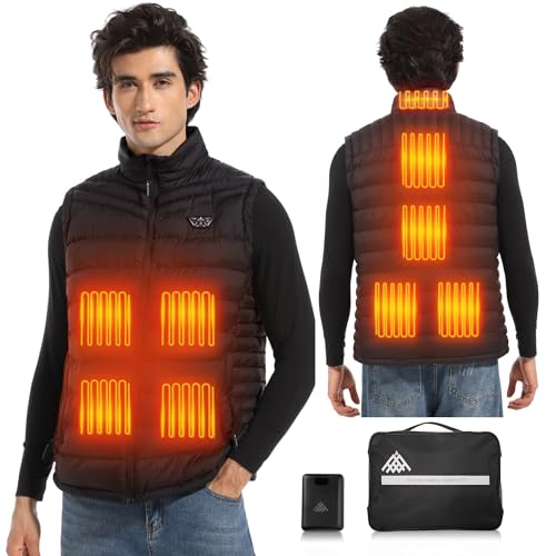 PIFMYSEDOL Heated Vest for Men with Battery Pack, Lightweight Rechargeable Men's Heating Vests with 9 Heating Panels, Medium-Size, Black