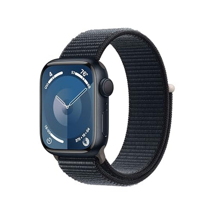 Apple Watch Series 9 [GPS 41mm] Smartwatch with Midnight Aluminum Case with Midnight Sport Loop. Fitness Tracker, Blood Oxygen & ECG Apps, Always-On Retina Display, Carbon Neutral
