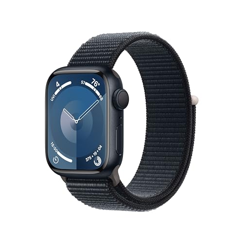 Apple Watch Series 9 [GPS 41mm] Smartwatch with Midnight Aluminum Case with Midnight Sport Loop. Fitness Tracker, Blood Oxygen & ECG Apps, Always-On Retina Display, Carbon Neutral