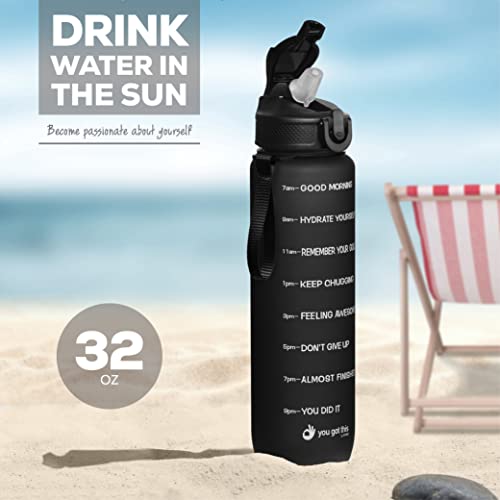 YOU GOT THIS LIVING Motivational Sports Water Bottle with Spout & Carry Handle, 32 oz/1L Water Bottle, One Hand Click Open, Achieve All-Day Hydration SpillProof,BPA FREE
