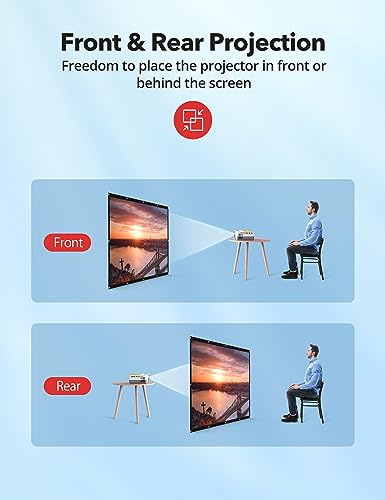 Projector Screen, HYZ 120 inch Portable Projector Screen Indoor Outdoor Projection Screen 16:9 4K HD Wrinkle-Free Foldable Movie Screen for Backyard, Double Sided Projection for Home Theater