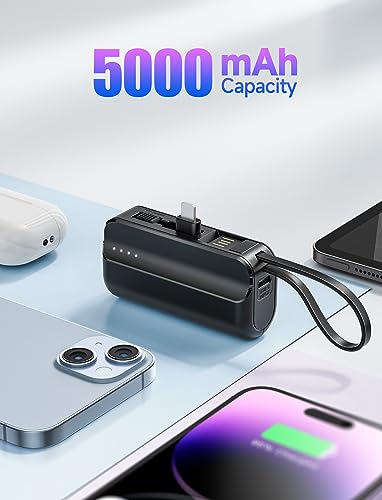 Tiitarn Small Portable Charger, 5000mAh Foldable Power Bank Built in Stand Mini Battery Pack Charger Compatible with i-Phone 14/14 Pro Max/13/13 Pro Max/12/12 Pro Max/11 Pro/XS Max/XR/X/8/7