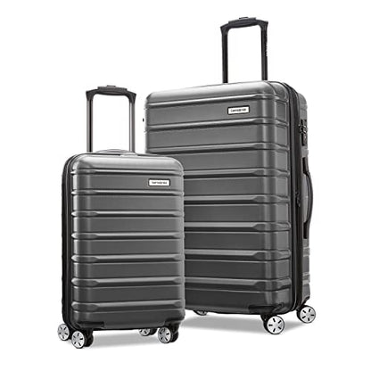 Samsonite Omni 2 Hardside Expandable Luggage with Spinners | Solid Charcoal | 2PC SET (Carry-on/Medium)