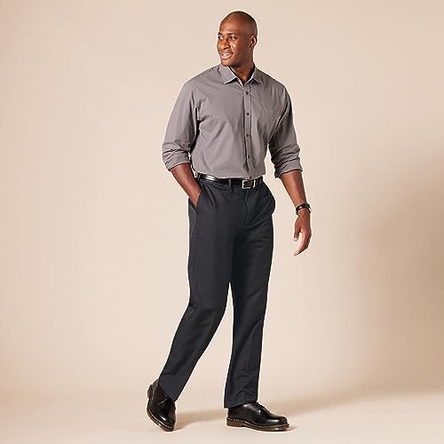 Amazon Essentials Men's Classic-Fit Expandable-Waist Flat-Front Dress Pant, Black, 30W x 34L