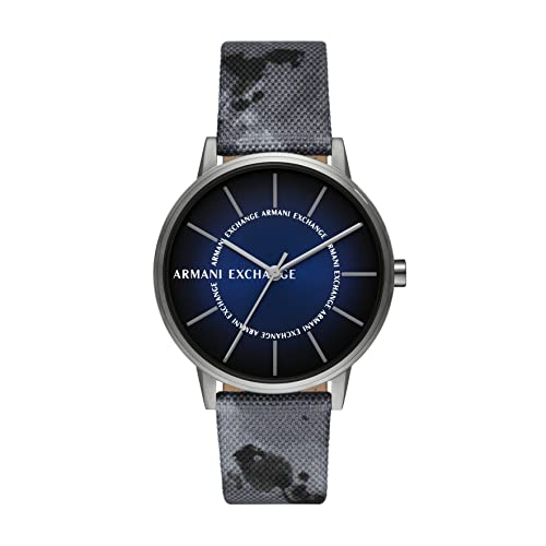 A|X ARMANI EXCHANGE Men's Three-Hand Gray rPET Watch (Model: AX2752), Blue Camo