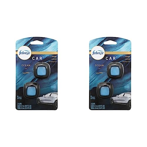 Febreze Car Ocean Scent Air Freshener Vent Clip, 07 oz. Car Vent Clip, 2 Count (Pack of 2)