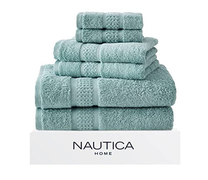 Nautica - 6 Piece Bath Towels, Absorbent & Fade Resistant Cotton Towel Set, Fashionable Bathroom Decor (Oceane Turquoise, 6 Piece)