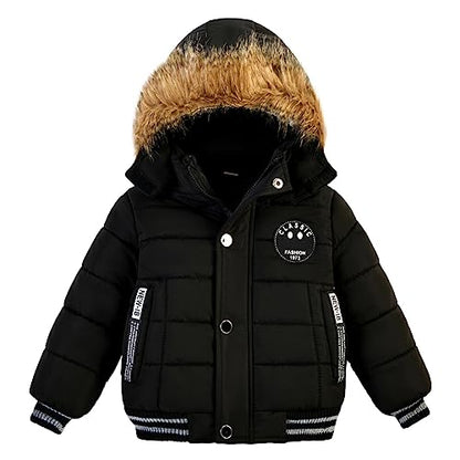 AMIYAN Toddler Boys Down Jacket Fur Collar Hood Thick Warm Winter Snowsuit Coat Parka
