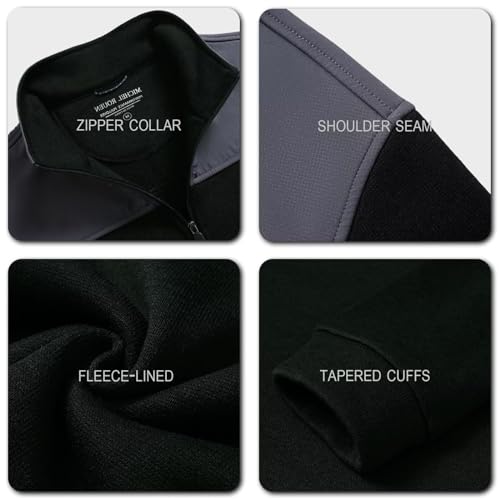 Mens Quarter Zip Pullover Premium Fleece Lined Performance Long Sleeve Mock Neck Golf Sweatshirt for Men Dark Green