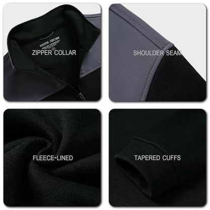 Mens Quarter Zip Pullover Premium Fleece Lined Performance Long Sleeve Mock Neck Golf Sweatshirt for Men Dark Green
