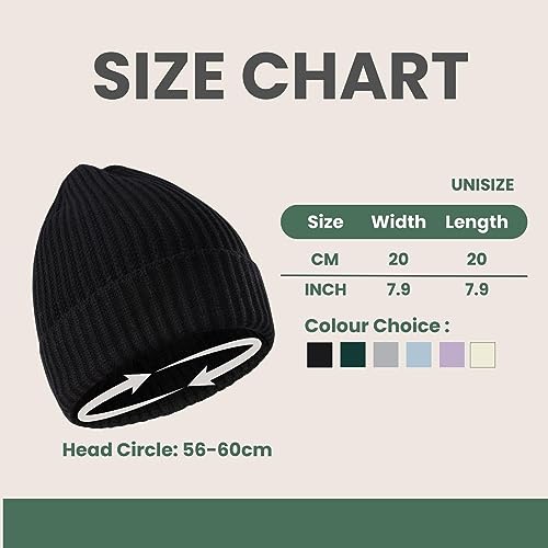 zowya Black Beanie for Women Men Watch Hat Winter Hat Cuffed Beanies Knit Skull Cap Warm Ski Hats
