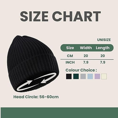 zowya Black Beanie for Women Men Watch Hat Winter Hat Cuffed Beanies Knit Skull Cap Warm Ski Hats