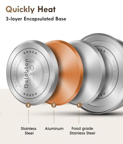 Tea Kettle for Stove Top - Stainless steel Teapot,2 Quart Camping Kettle, Efficient Heating, Audible Whistle, Safe Handle - Hot Water kettle & Tea Pot Stovetop…